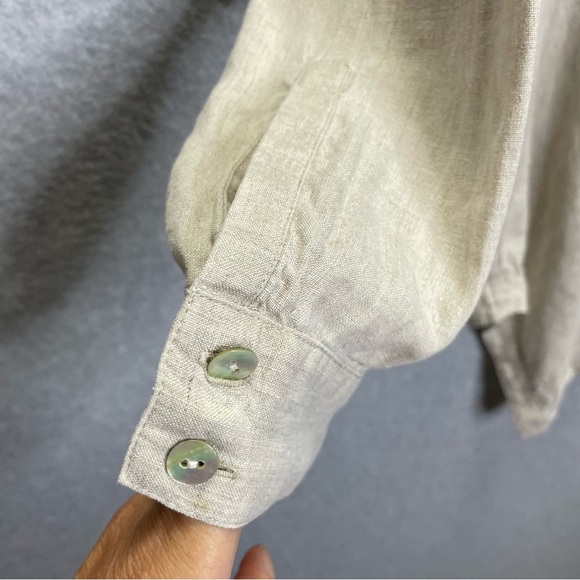 J Jill Love Linen Asymmetrical Lagenlook Minimalistic Oatmeal Tunic Top - Picture 4 of 7